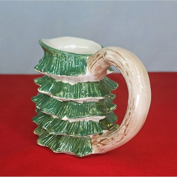 Christmas Pine Tree Creamer Mug Vintage 1989 Green Cup 6 oz Holiday Xmas - Picture 4 of 12